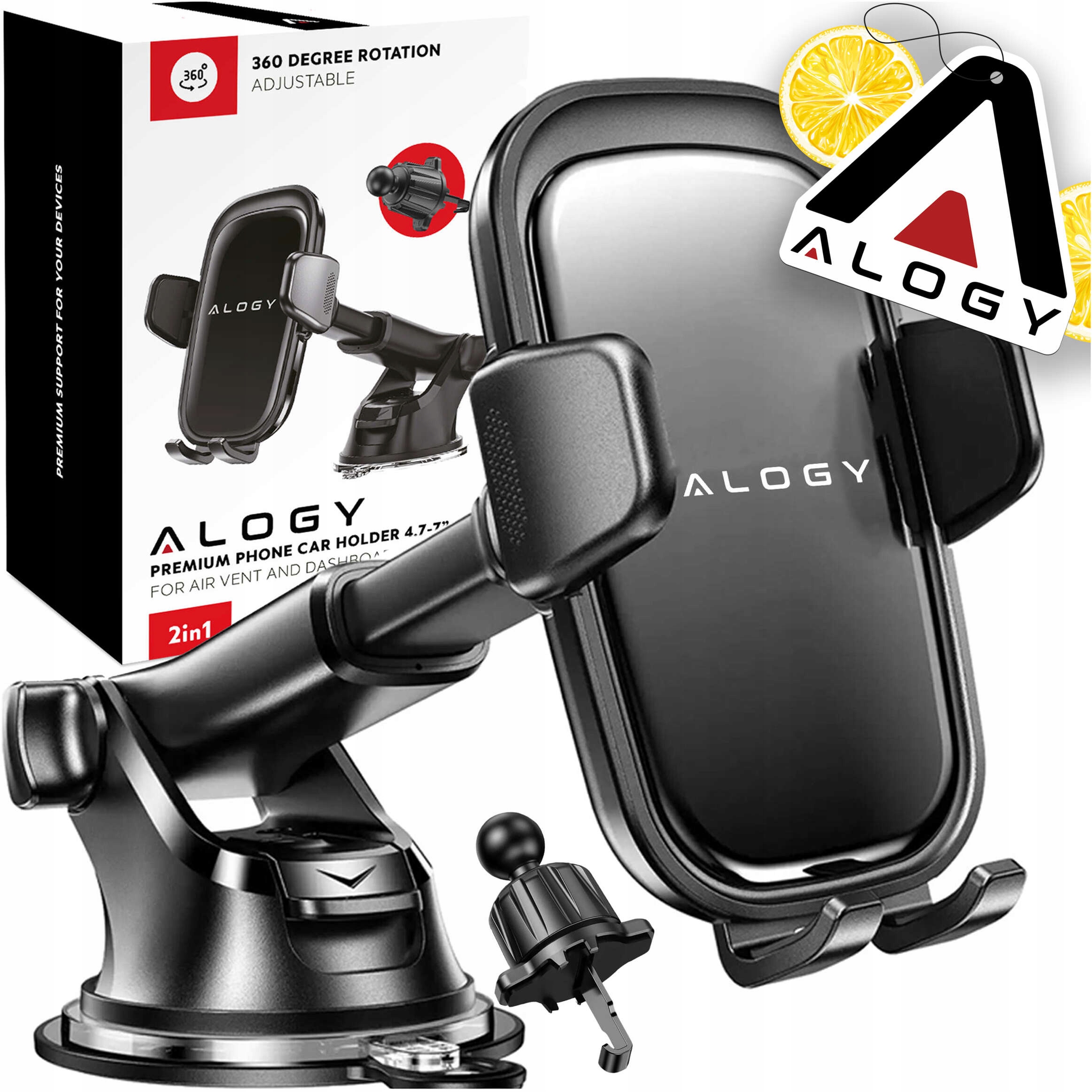 Alogy čierny držiak na okno + prívesok vône do auta Alogy vôňa do auta